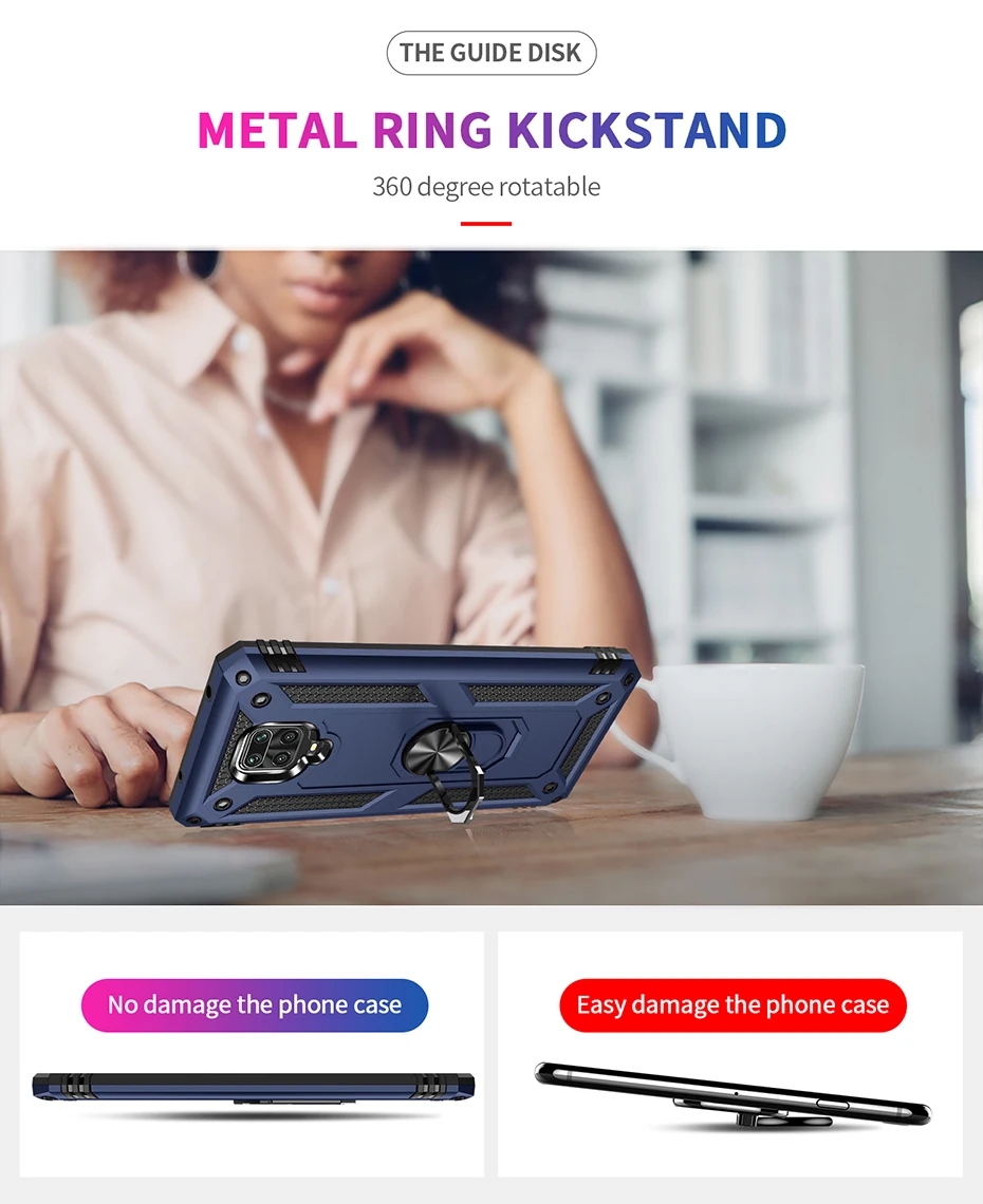Armor Magnetic Metal Case For Xiaomi Redmi Note 10 9 X3 9c 9s 8T 8 7 Poco M3 11 F3 9A 7A K40 9T Pro Max 5G Shockproof Ring Cover