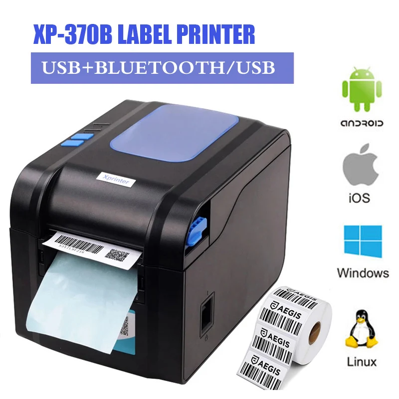 

Label Barcode Printer Thermal Receipt or Label Printer 20mm to 80mm Thermal Barcode Printer automatic stripping XP- 370B