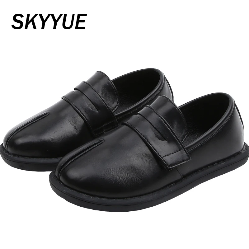 Детская кожаная обувь на плоской подошве модная школьная для мальчиков и девочек
