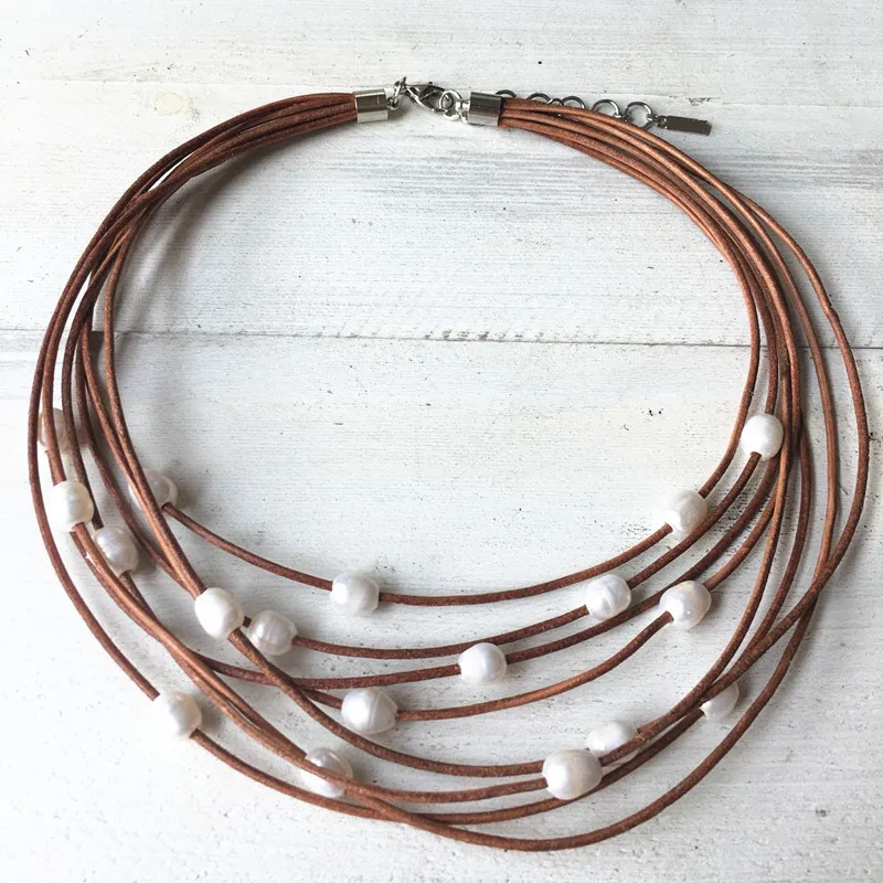 Ожерелье с жемчугом кожаное классическое в богемном стиле узлом украшения Dongmu 2020