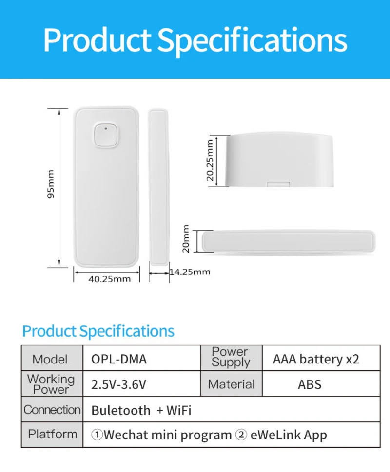 

EWelink Smart WiFi Door Window Sensor Door Open/Closed Detector App Notification Alert Security Alarm Door Sensor Intelligence