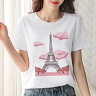 Женская футболка, новинка 2020 года, модная футболка с принтом Эйфелевой башни, для отдыха, с короткими рукавами, Harajuku, футболка в стиле Kpop, женская одежда, топы