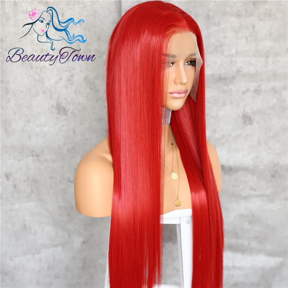 Большой кружевной парик beautycity Red 13x6 свободная часть термостойкие волосы с углом