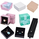 6 шт., картонные шкатулки для украшений Pandahall, для ожерелья, браслета, сережек, подарочная упаковка, атласная лента, губка, прямоугольная коробка, подарок F95