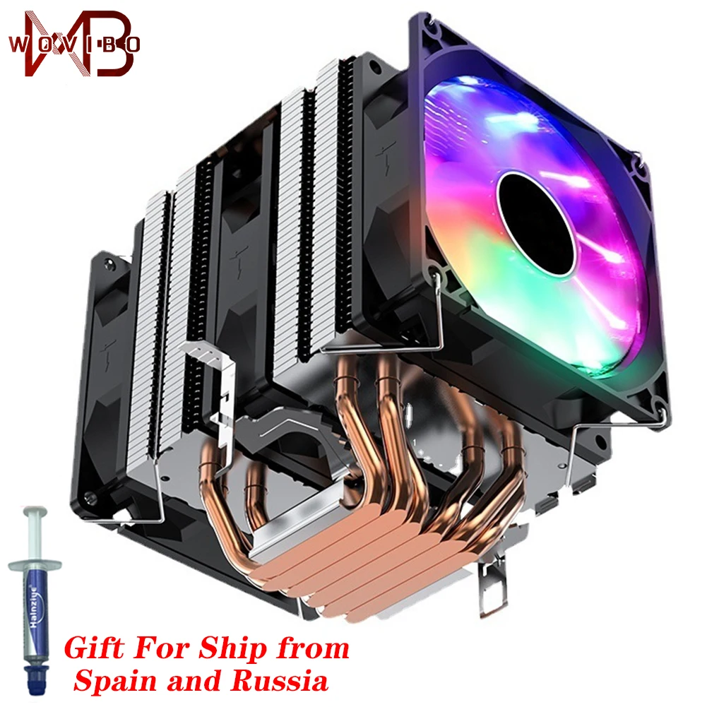 Процессор охлаждающий вентилятор Silent RGB 6 теплопроводов холодильник Ventilador PWM 4PIN