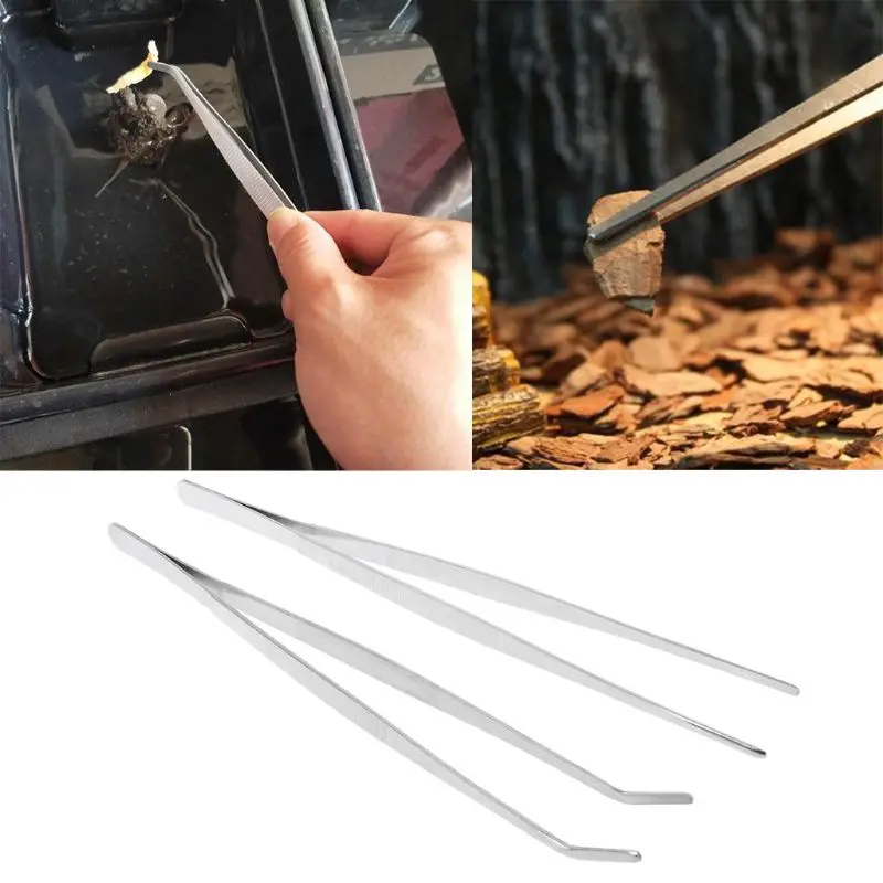 

2 Pcs New 30cm Reptile Feeding Tongs Tweezers Clamp Curved Stainless Steel Feeder Clip Dropshipping