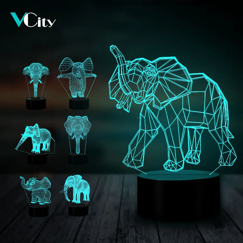 3d лампа в виде слона VCity ночник с сенсорным управлением и зарядкой через USB