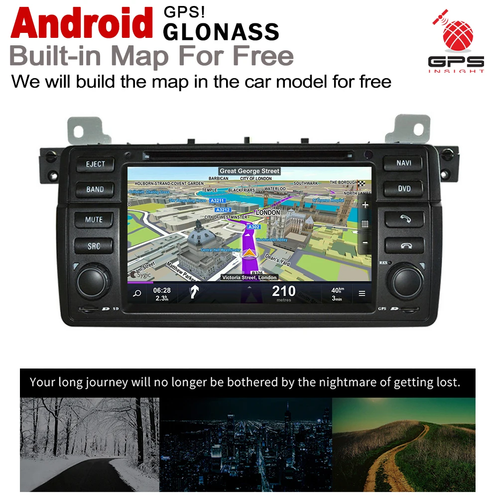 7&quot HD DSP Stereo Android 8.0 up Car DVD GPS Navi Map For BMW 3 Series E46 1998~2006 2 DIN multimedia player radio WiFi