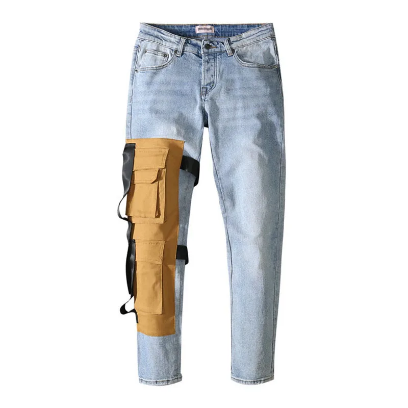 Новые мужские брюки с карманами для демонтажа модная облегающая стрейчевая
