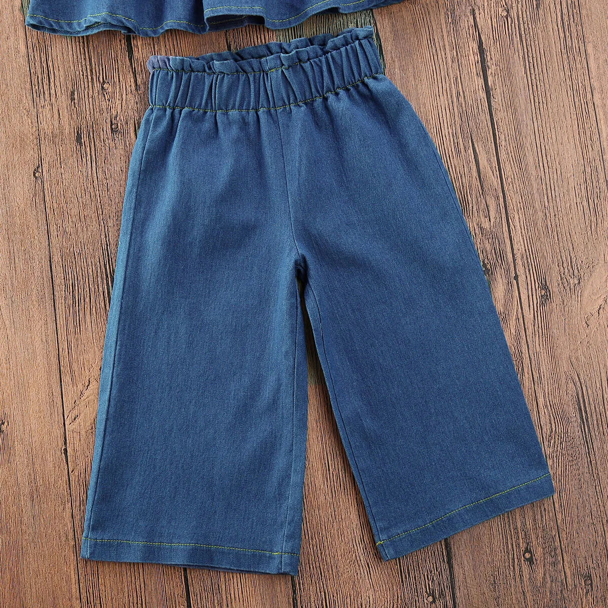 

Toddler Baby Girl Denim Clothes Summer Ruffle Tops+Pants Outfit Summer Fashion Girls Clothing Set