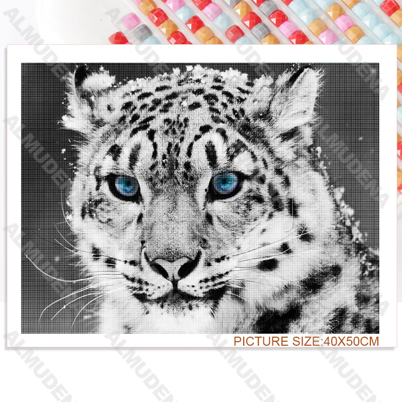 

Diy Diamond Painting Animal Leopard Blue Eyes Nordic Style Full Diamond Handmade Dot Inlaid Diamond Bedroom Living Room Sticker