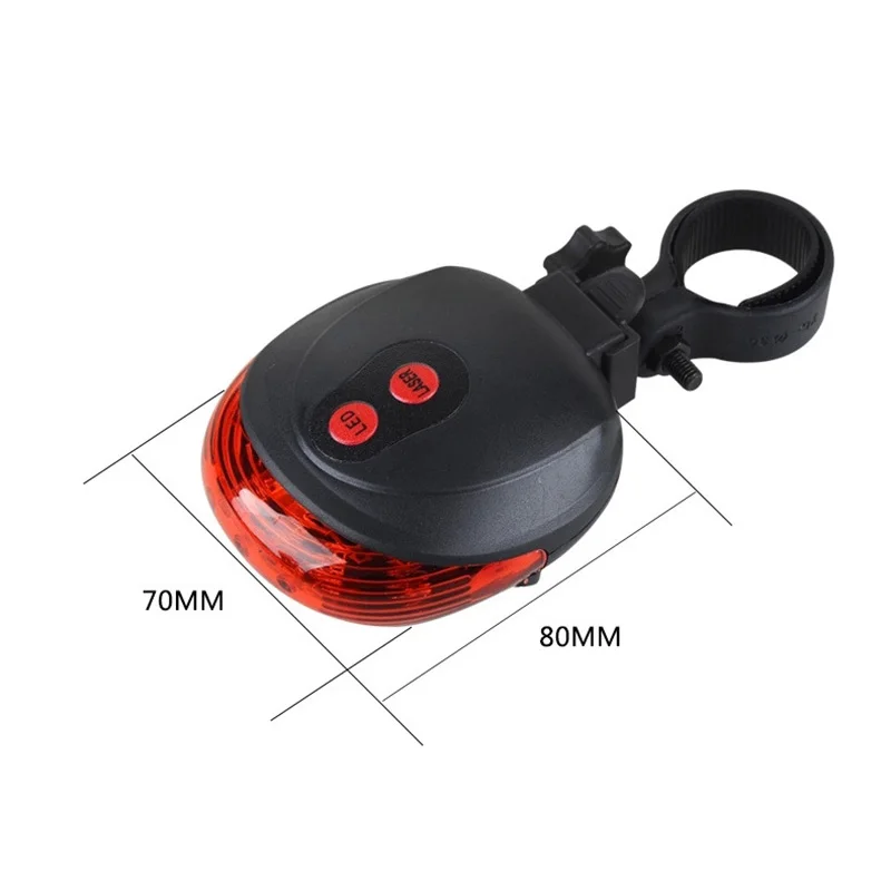 Задний фонарь для велосипеда 5 светодиодов + 2 лазера водонепроницаемый 7 режимов