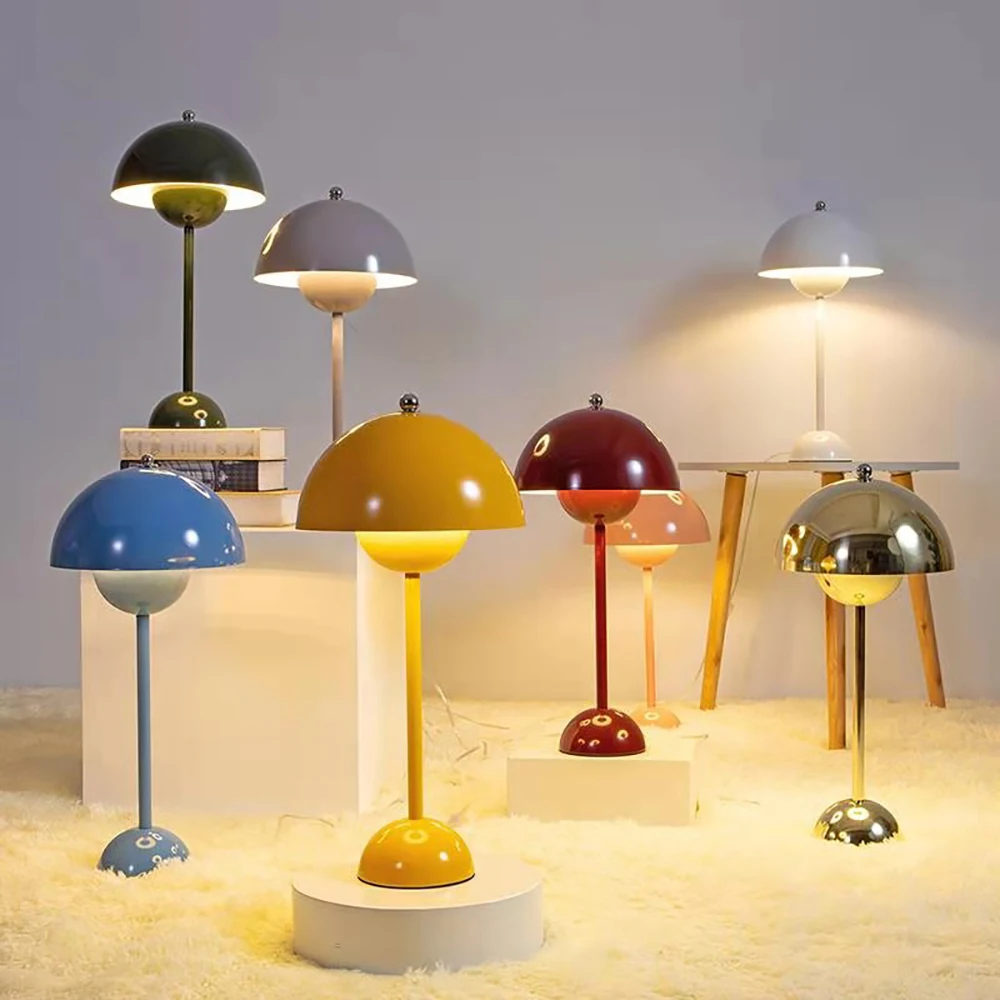 

5W Bedside Table Lamp Detachable Mushroom Bedroom Dining Table Decoration Iron USB Charging Touch Dimming Light