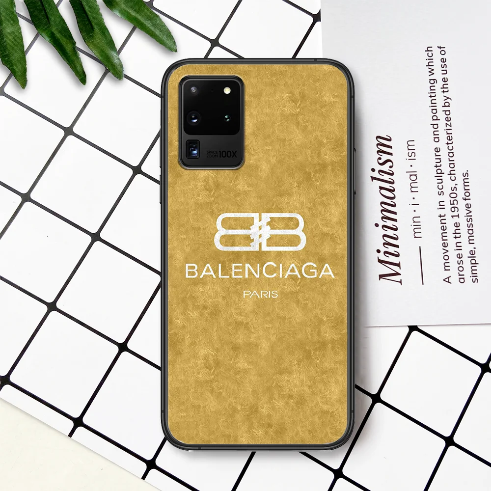 

French Luxury Brand Phone Case For Samsung Galaxy Note S 8 9 10 20 Plus E Lite Uitra black Bumper Soft Funda Pretty Cover