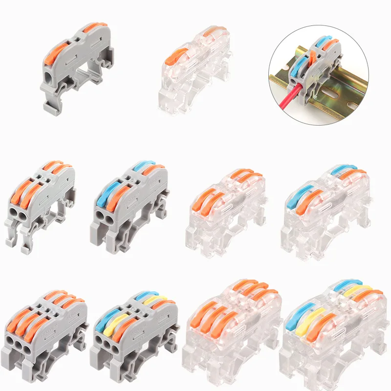 

Din Rail TYPE Quick Cable Wire Connector 1/2/3 PinUniversal Compact Replace UK2.5B Wiring Conductor Terminal For LED Light Lamp