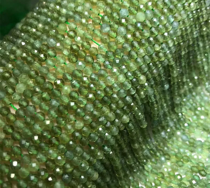 Круглые граненые бусины зеленого апатита/цаворита 3 мм 37 см для самостоятельного