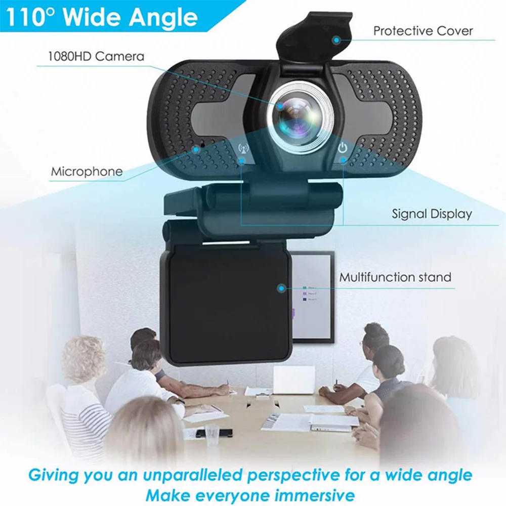 

HD 1080P Webcam Mini PC WebCamera With USB Plug For Live Broadcast Video Calling Conference Work With Microphone Tripod
