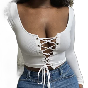 Women Crop Top 2020 Fashion O Neck Long Sleeve Sexy Tops Shirt Women's Clothing Streetwear Club Clothes Solid 10 item image