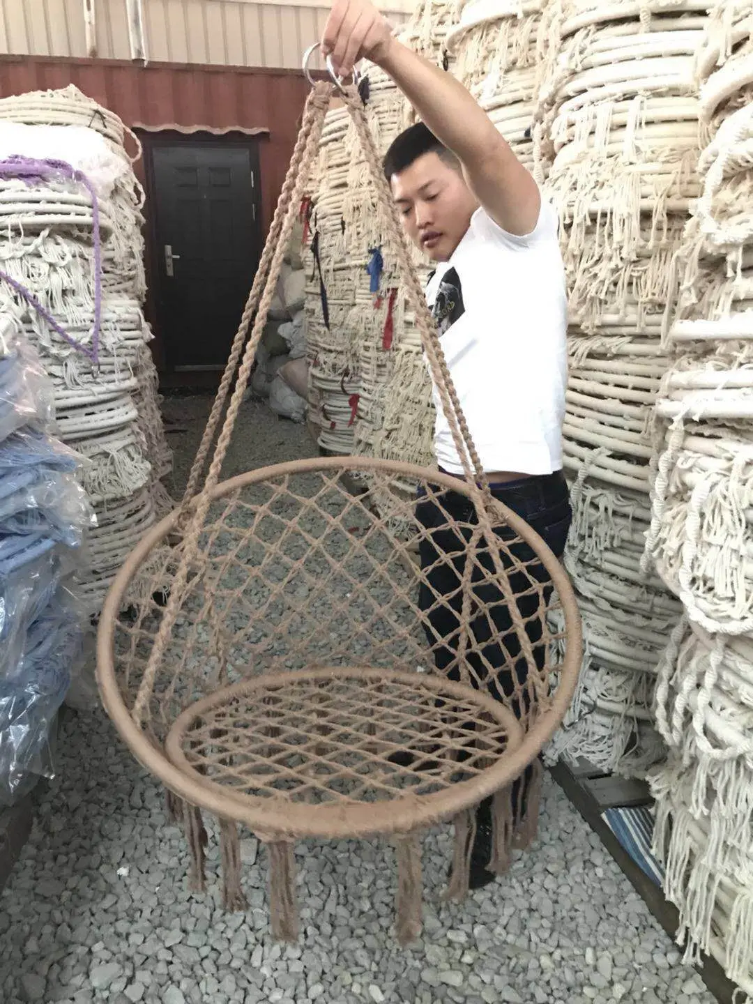 

Cotton net Nordic rope, chair made of cotton, knitted or crocheted, for children, internal use, balance, hanging on the