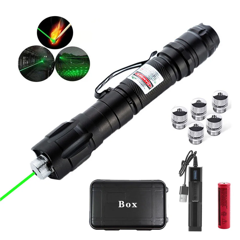 Hunting High Power Green Laser Adjustable Focus Burning Red Lasers Pointer Pen 532nm 5000 Meters with Battery USB Charger