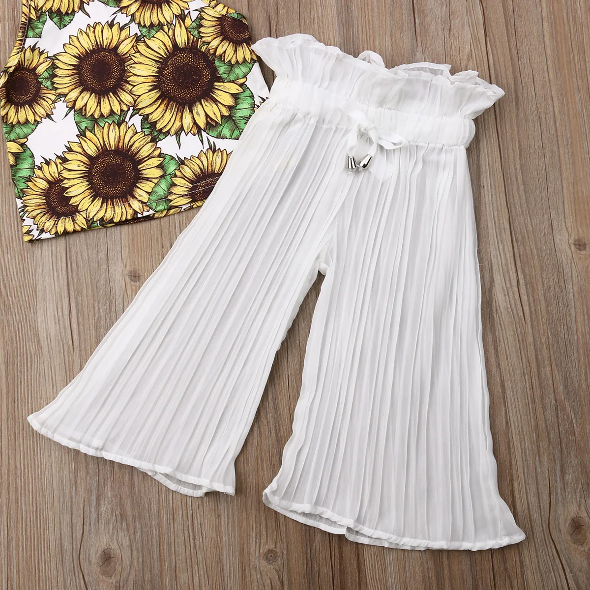 Женская летняя одежда для маленьких девочек топ на бретельках с подсолнухом +