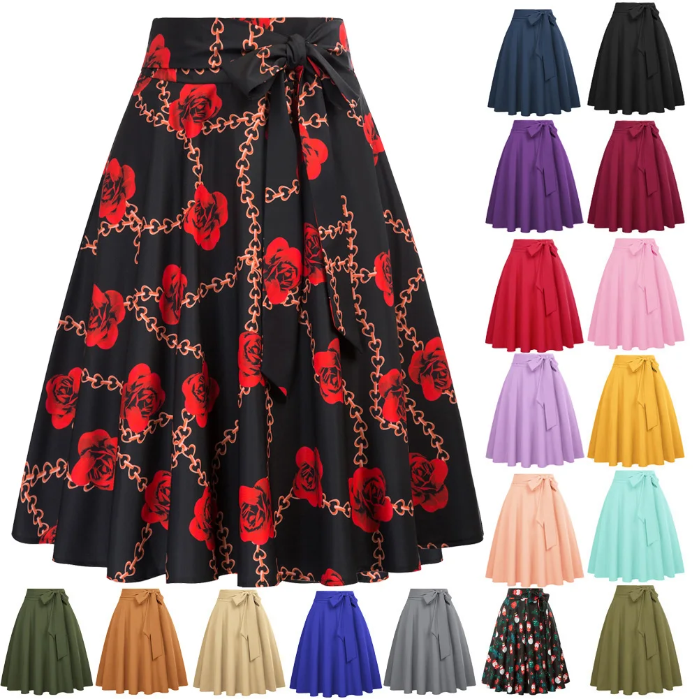 Женская юбка с высокой талией Belle Poque Однотонная трапециевидной формы бантом