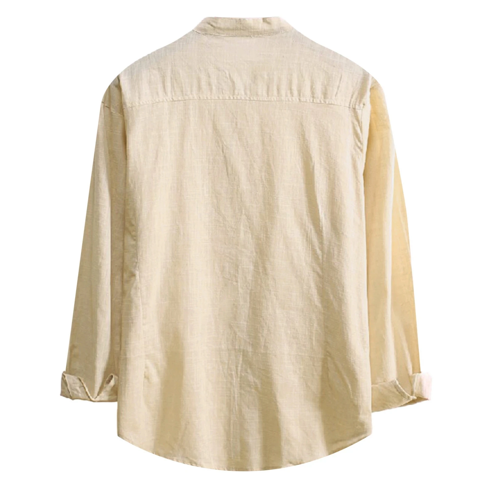 

2021 new men's casual solid color long-sleeved shirt retro loose T-shirt