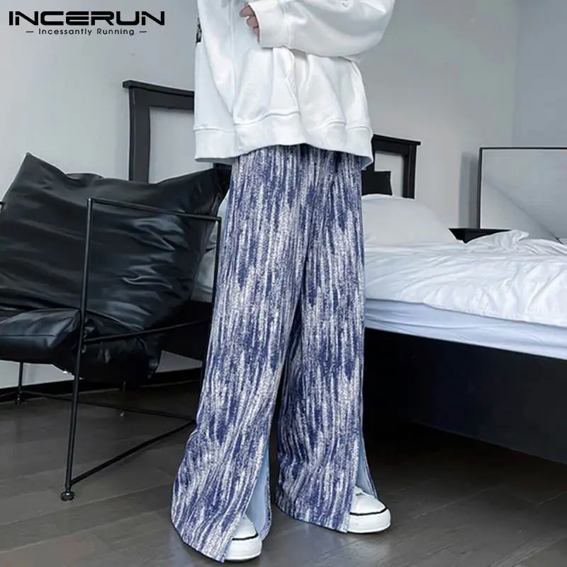 

New Men Fashion All-match Tie-dye Wide-leg Trousers Casual Streetwear Well Fitting Long Pants Male Hot Sale Pantalons S-5XL 2022