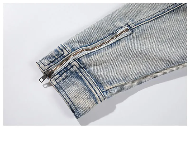 Мужская рваная джинсовая куртка-бомбер хлопковая Свободная Повседневная