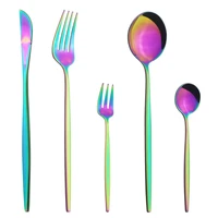 stainless steel dinnerware flatware colorful cutlery set knife cake fruit fork coffee tea spoon silverware kitchen tableware set