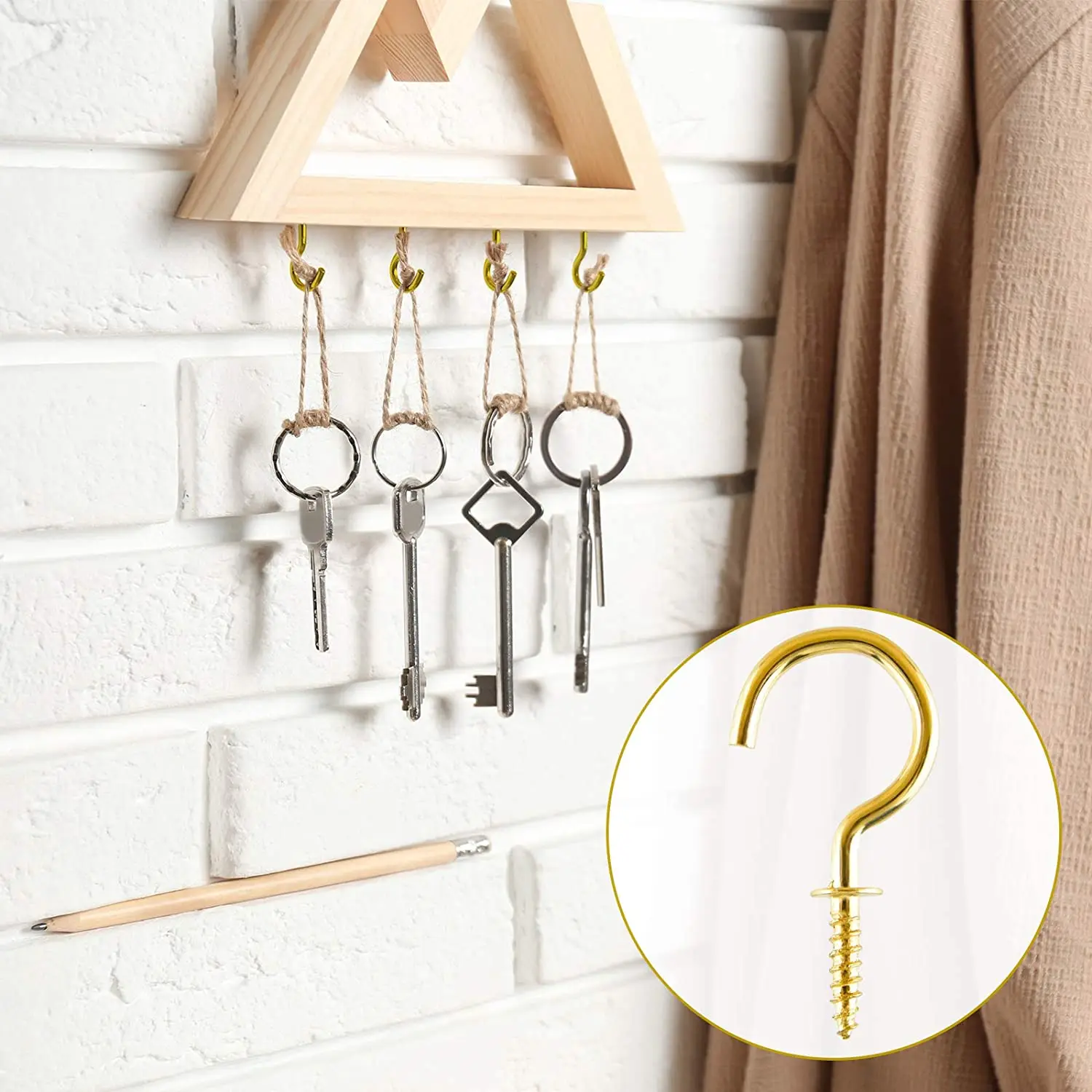 50 шт 1/2 5/8 3/4 дюйма латунные покрытые плечиками крючки для кружек винтовые