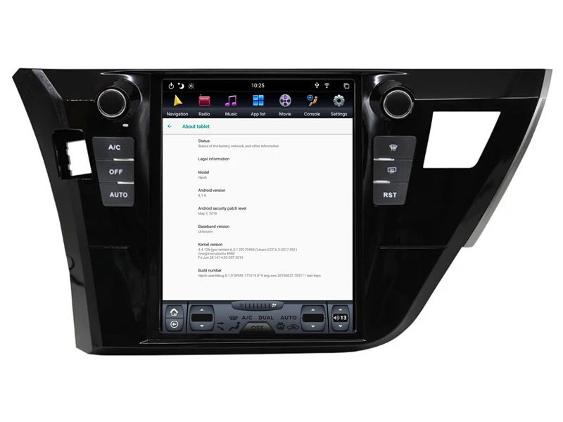 10 4 "вертикальный экран радио плеер для Toyota Corolla 2015 GPS bluetooth шесть ядер 32 Гб rom Android