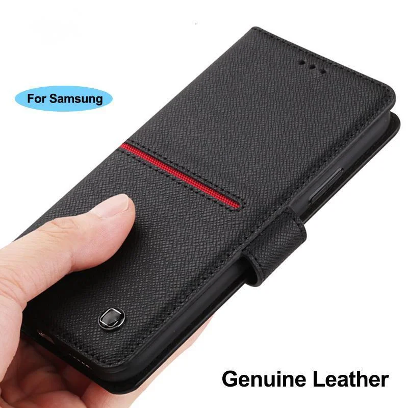 

Luxury Genuine Leather Wallet Case For Samsung Galaxy S9 S10 S20 Plus Note 8 9 10 20 Case Shockproof Protective Flip Cover Cases
