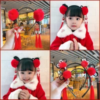 hot chinese antique style hair hoop adult kid long tassels plush pendant headband girls cute princess retro dressing headwear