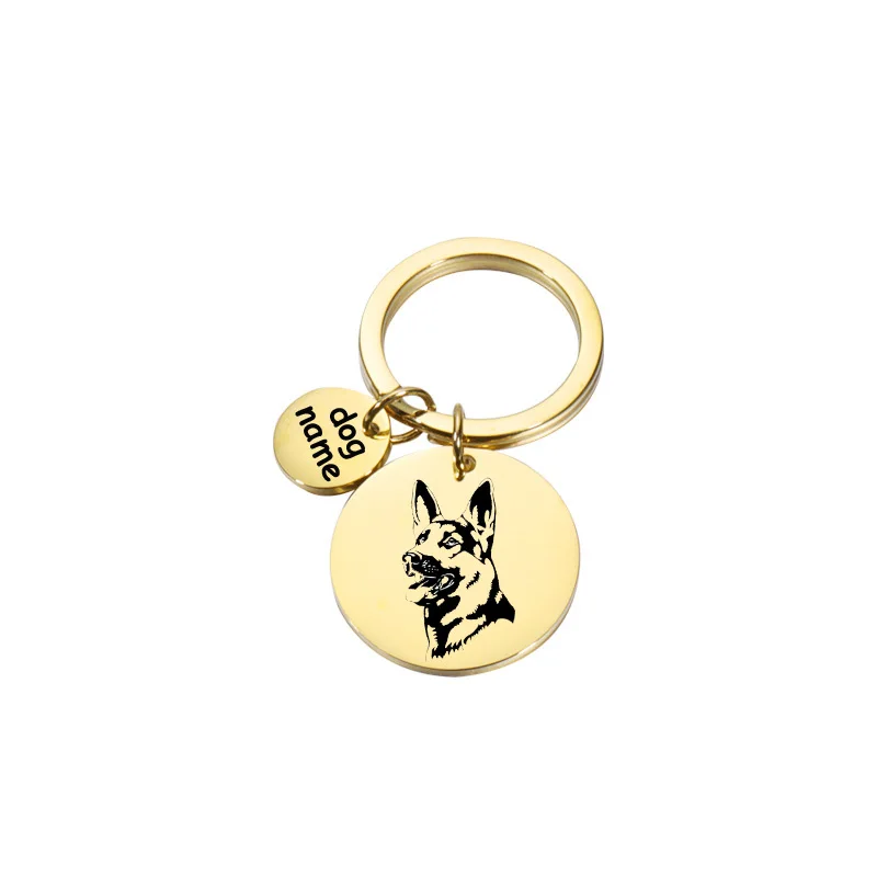 

GERMAN SHEPHERD DOG Funny Animal Pet Keychain Stainless Steel Laser Words Pendant Keyring Personalized Diy Jewelry Supplier