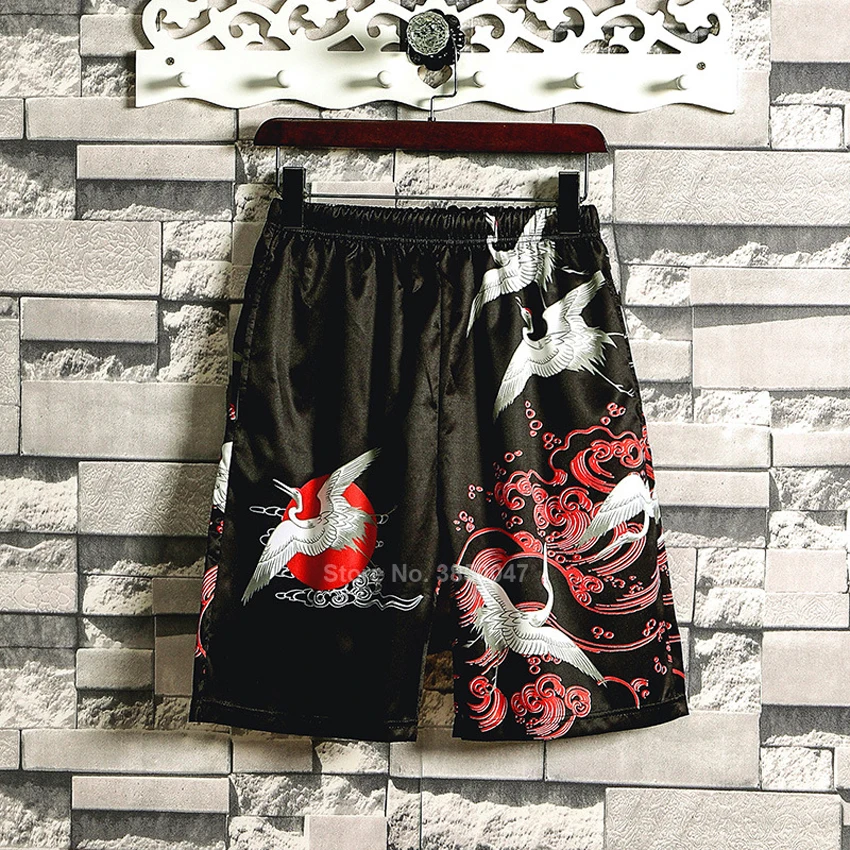 Японский традиционный стиль брюки самурайский кран 2020 Новые широкие уличная