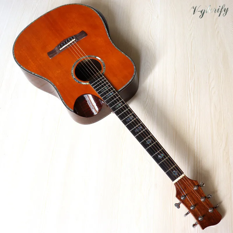 Preise 41 Zoll Orange Solid Fichte Holz Top Akustische Gitarre Hochglanz 6 Saiten Holz Gitarre Folk-gitarre Mit Armlehne Gute Für Halten