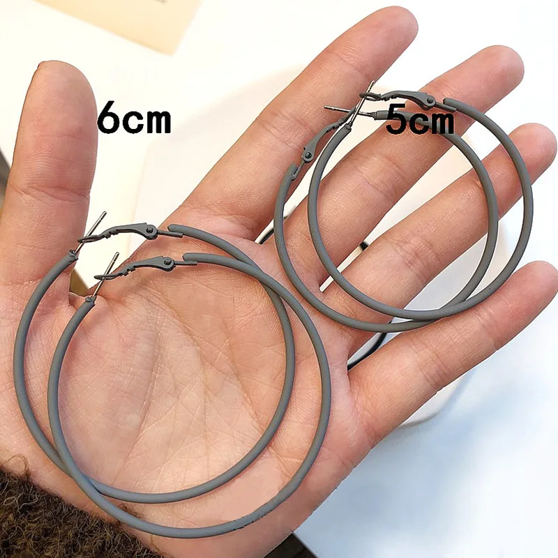 New Trendy 60mm Large Hoop Earrings Neon Color Painted Big Circle Earring Oversized Loop For Women Brincos Gifts | Украшения и