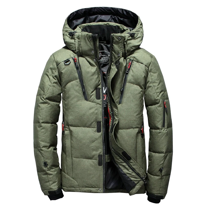 

High Quality Nice Winter Warm Thicken Zipper Coats Men Hooded Parkas Casual Male Slim Zipper Multi-Pockets Overcoat Jackets