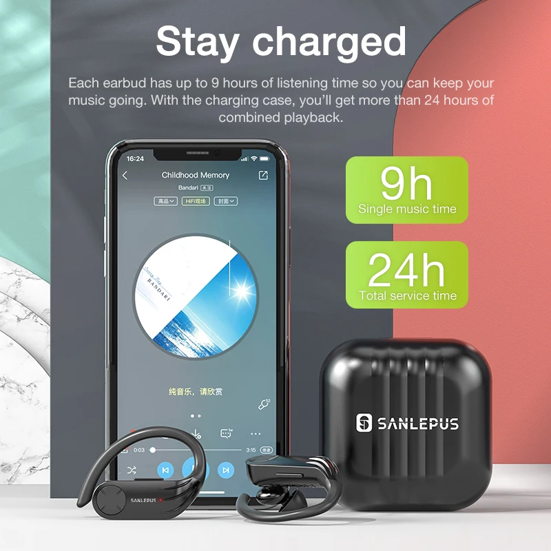 sanlepus b1 led display bluetooth earphone wireless headphones tws stereo earbuds sport gaming headset for xiaomi huawei iphone free global shipping