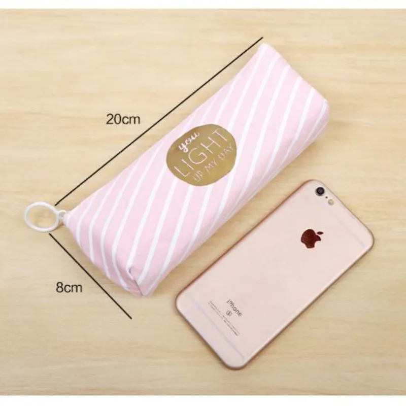 Свежий стиль розовый Kawaii Большой Ёмкость холст пенал школьные канцелярские