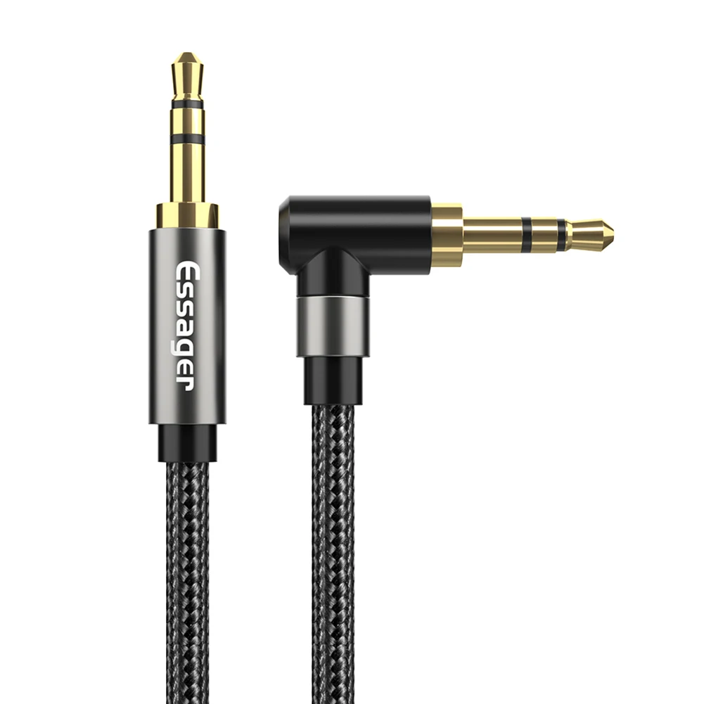 

3.5mm Audio Cable Stereo Aux Jack to Jack Cable 90 Degree Right Angle Auxiliary Cord Male to Male For PC Speaker Cable