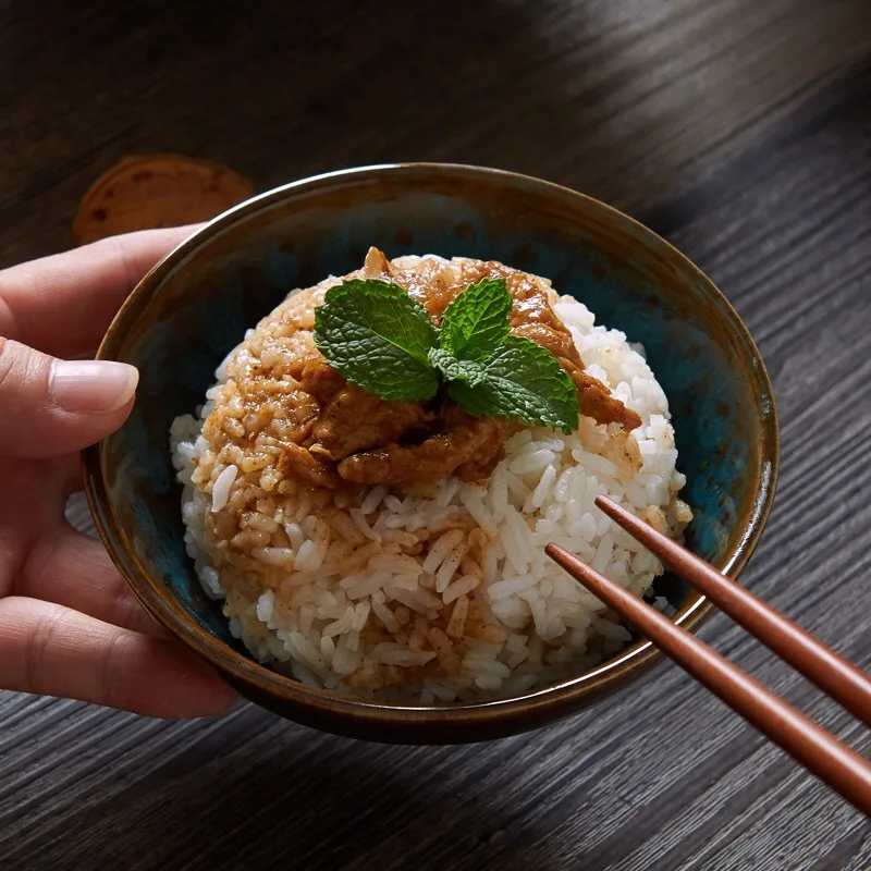 LingAo-японская ретро креативная керамическая миска ложка палочки для еды чашка