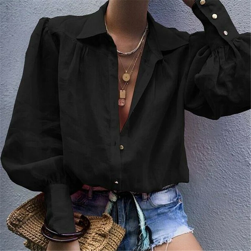 Блузка Женская Офисная с длинным рукавом модная пикантная белая рубашка