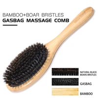 1pcs black boar bristle hair brush comb oval anti static paddle massage scalp brush anti static function comb