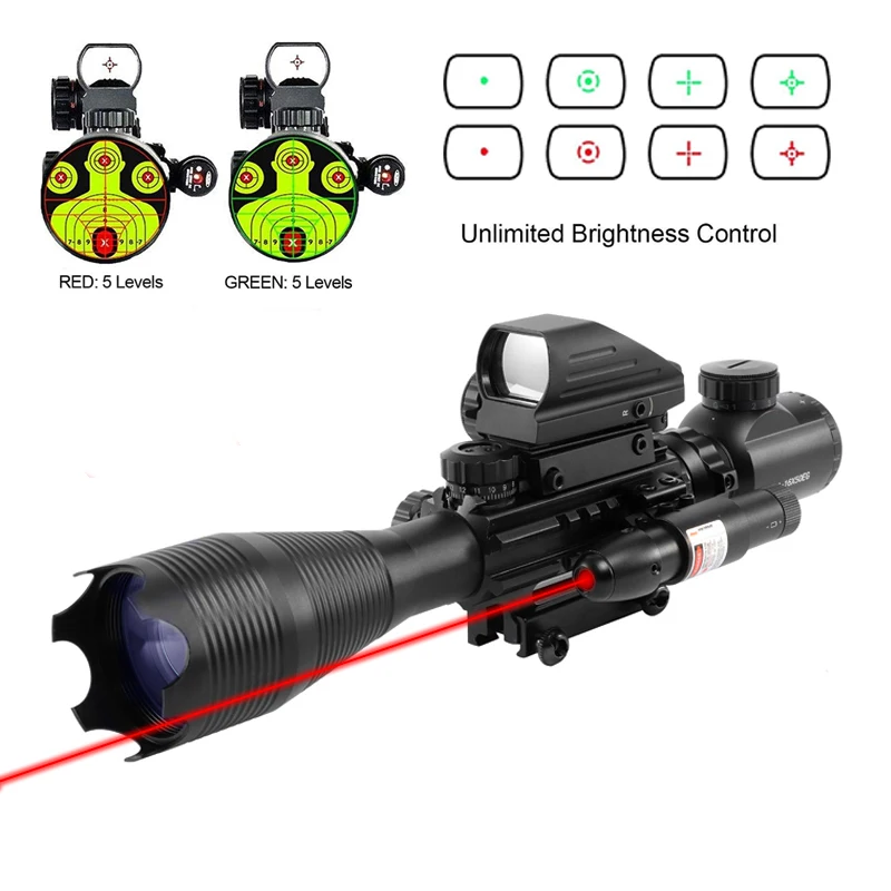 4-16X50 EG Red Green Illuminated Rifle Scope Tactical Air Gun Dot Laser Sight Holographic Optics | Спорт и развлечения