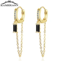 kameraon simple long tassel small ear buckle wild zircon earrings korean hoop earrings for women