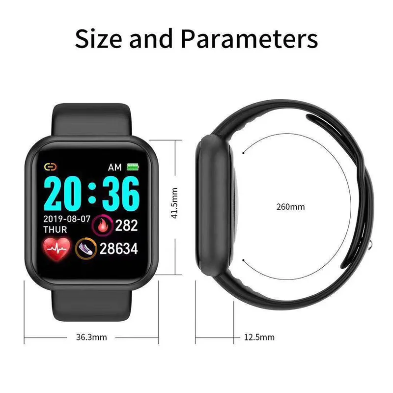 

Y68 Smart Watch Women Men Smartwatch for Apple IOS Android Heart Rate Monitor Blood Pressure Sports Tracker Wristband