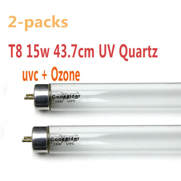 15W Ozone Tube x2 Компактная кварцевая УФ бактерицидная лампа, набор для уничтожения бактериальных клещей, дезодорант, дезодорант, чистящее средство, 4 Вт 6 Вт 8 Вт 15 Вт озон, 110 В, 220 В - Мощность в ваттах: 15W Ozone Tube x2