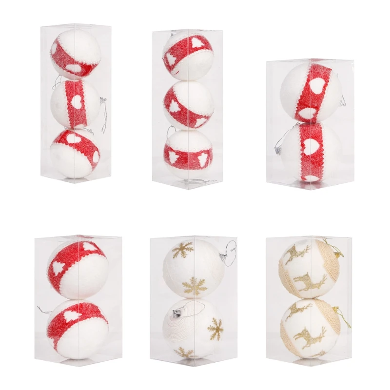 

2/3Pcs Christmas Foam Ball Baubles Ornaments Snowflake Heart Elk Patterns Hanging Pendants Xmas Tree Holiday Decoration